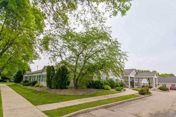 View of the facility building and landscaping