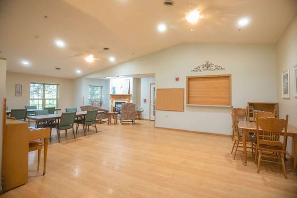 Interior common area with seating and tables