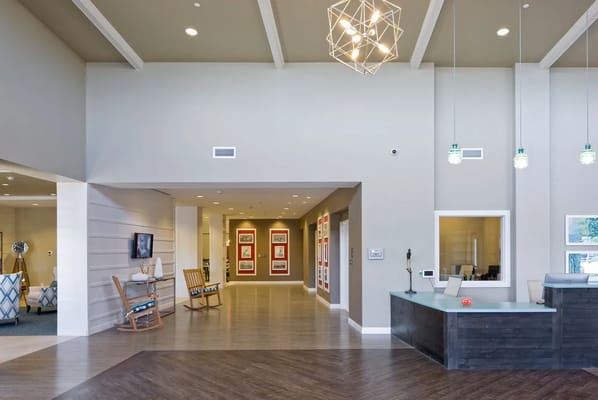 Bright, spacious lobby area with modern decor