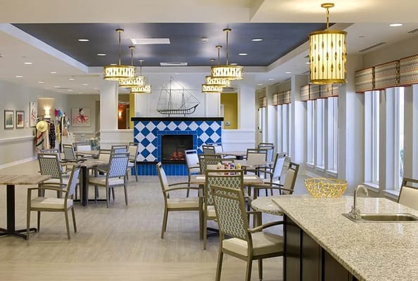 Interior of a bright and modern dining area