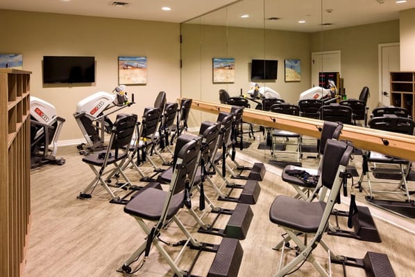 Interior view of a fitness area with exercise equipment