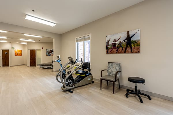 Interior view of fitness area with exercise equipment