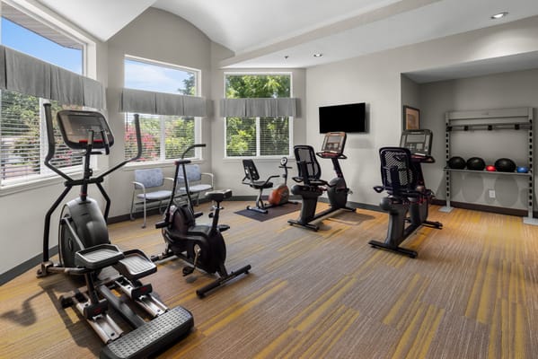 Interior view of a fitness room with equipment