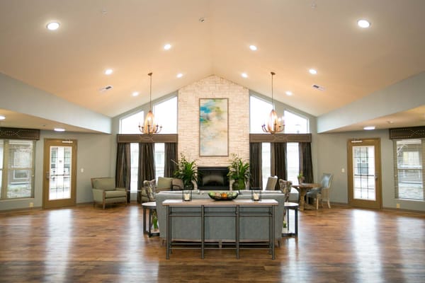 Spacious common area with seating and decor