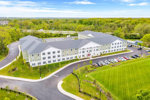 Aerial view of the Homestead Village Senior Apartments building