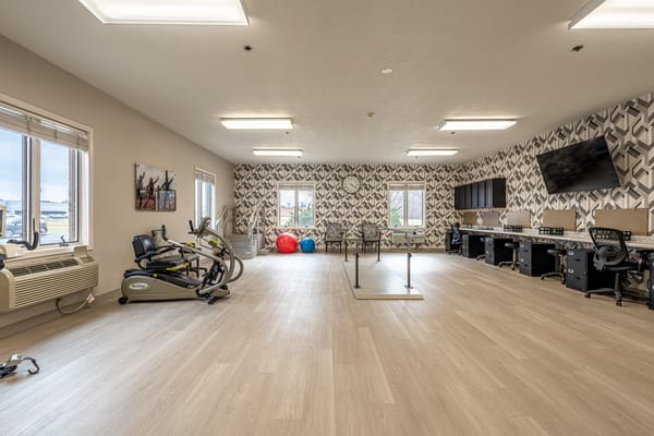 Interior view of a fitness room with equipment