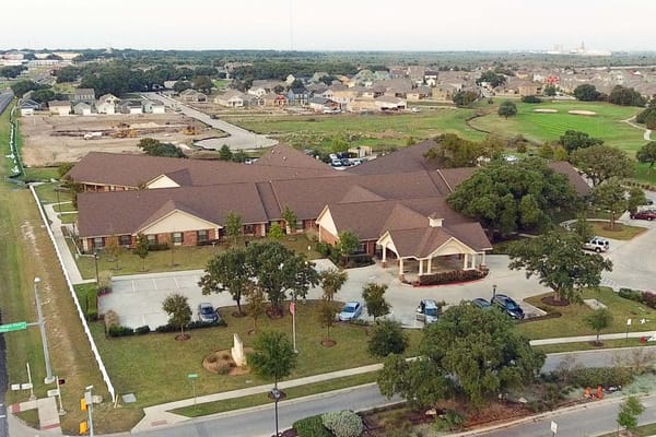 Aerial view of Legend Oaks Rehabilitation and Healthcare facility