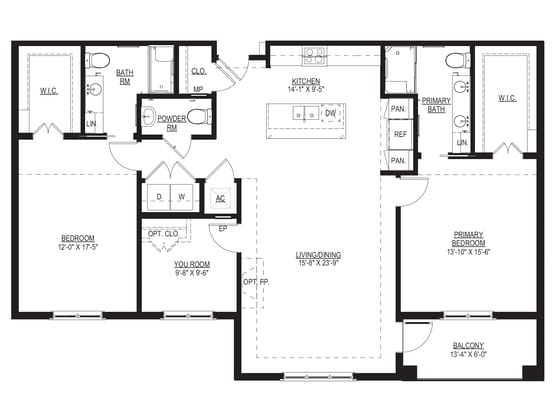 Architectural floor plan of a residential unit