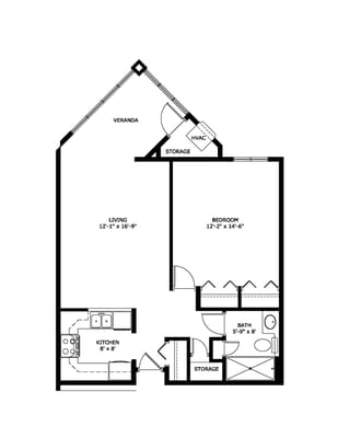 Architectural floor plan for a living unit