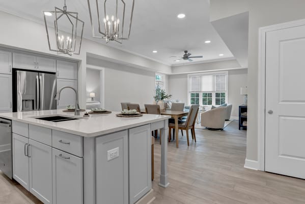 Bright and spacious common area with dining and living spaces