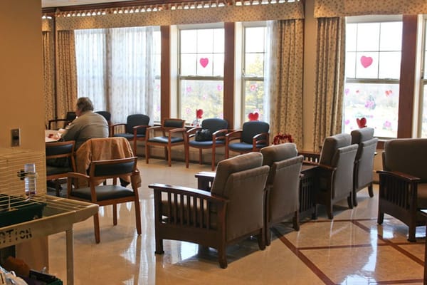 Common area with seating and decorations