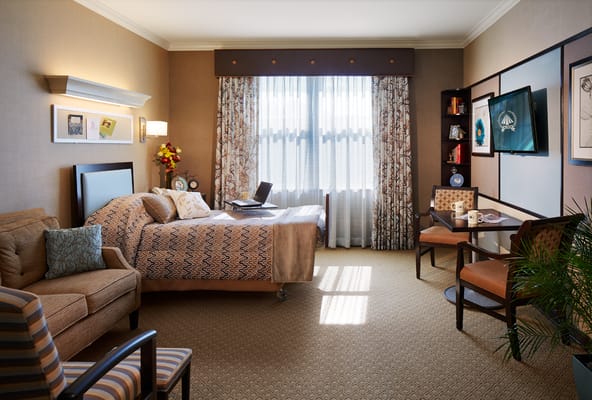 Cozy private room in a senior living facility