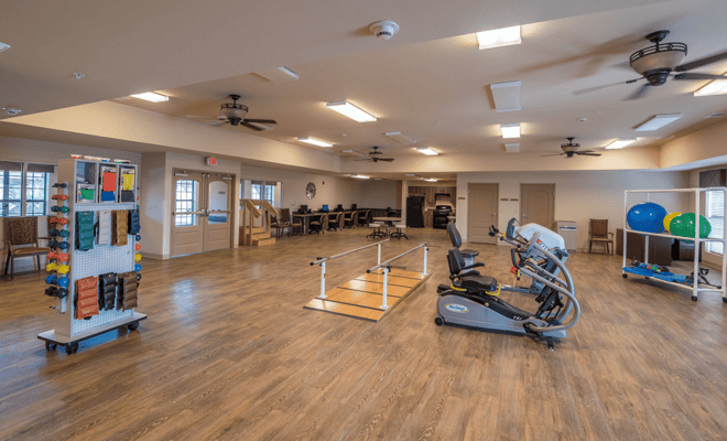 Well-equipped exercise room with fitness equipment