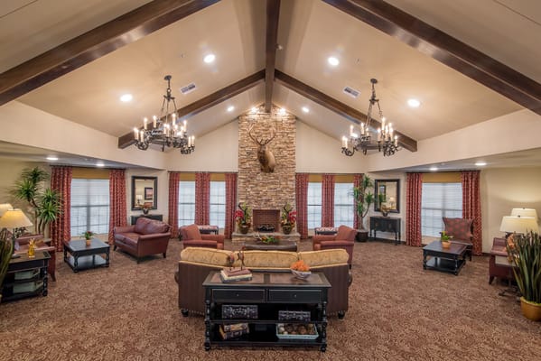 Common area with comfortable seating and decorative lighting