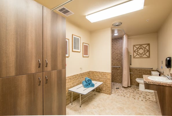Accessible bathroom with modern fixtures and decor
