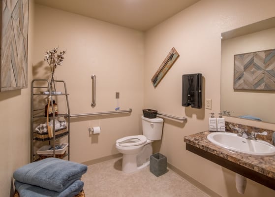 Well-equipped bathroom with safety features