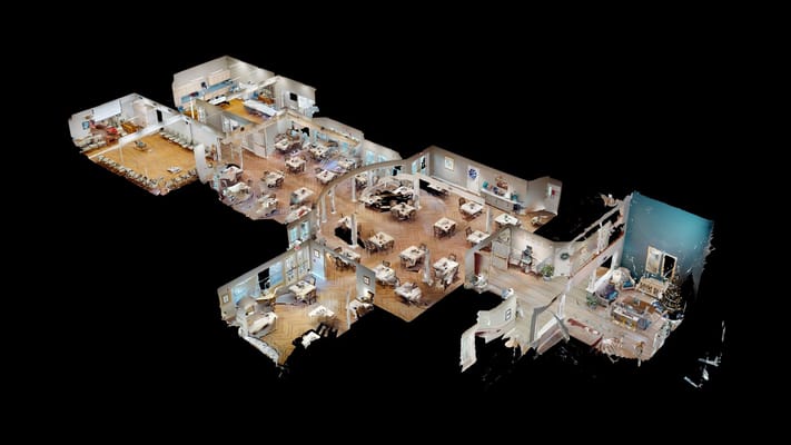 3D floor plan of a senior living facility layout