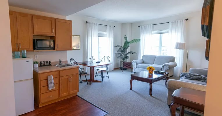 Bright and cozy living space in assisted living residence