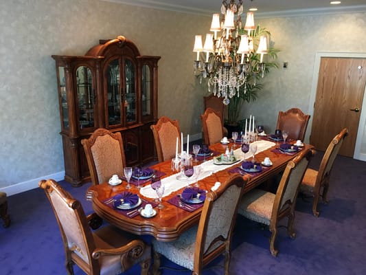 Elegant dining room set for a meal