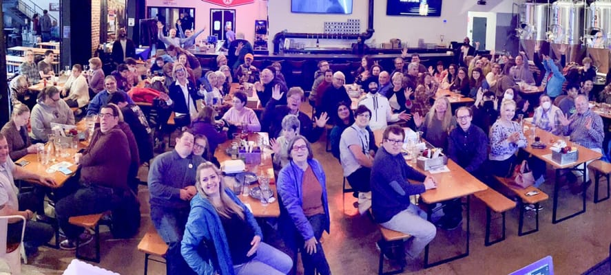 Large group of people at a social event