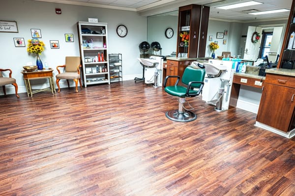 Inside view of a salon at a senior living facility