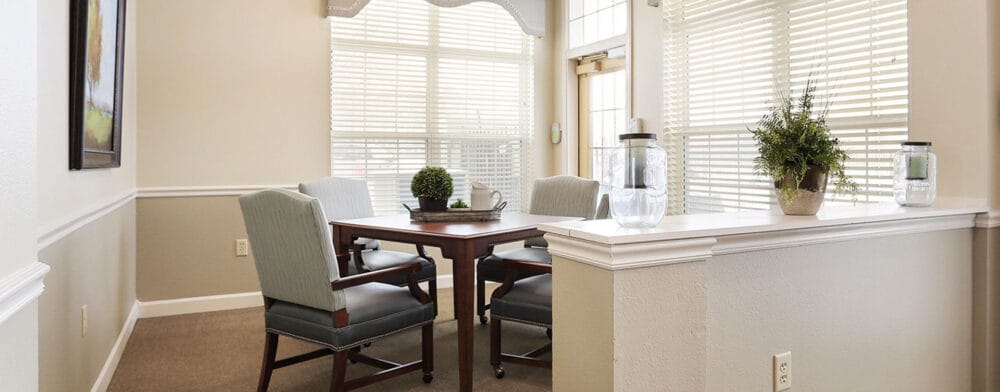 Bright and welcoming common area with seating