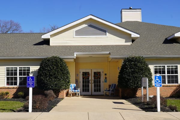 Front entrance of a senior living facility