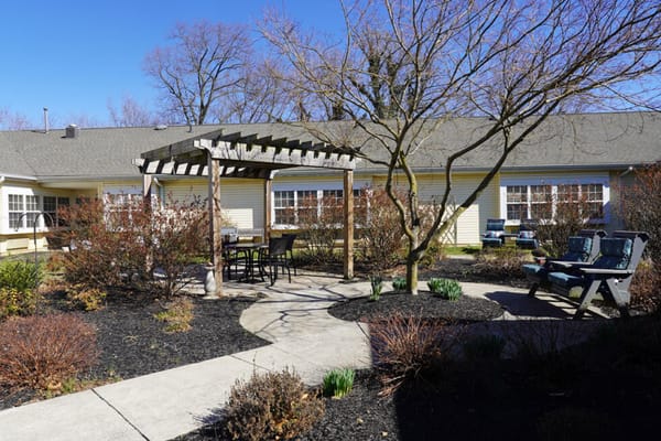 Beautiful outdoor garden space with seating area