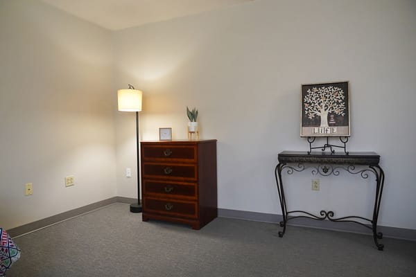 Cozy room interior with lamp and decorative items