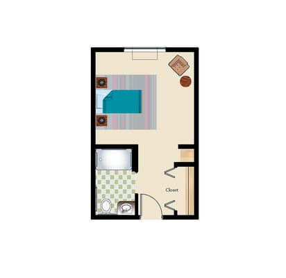Architectural floor plan of a living unit