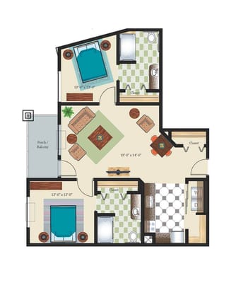 Architectural floor plan of a resident unit