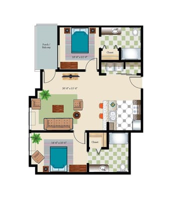 Architectural floor plan with room layouts