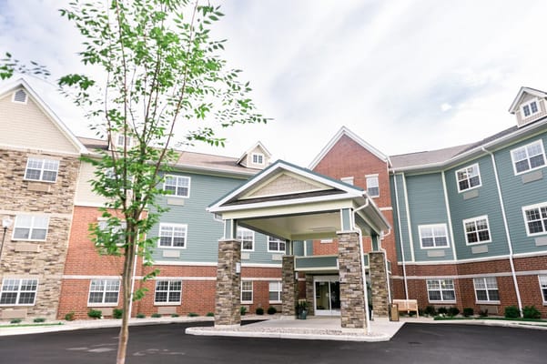 Exterior view of the Glasswater Creek building entrance