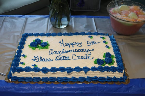 Celebratory cake for the 5th anniversary of Glasswater Creek