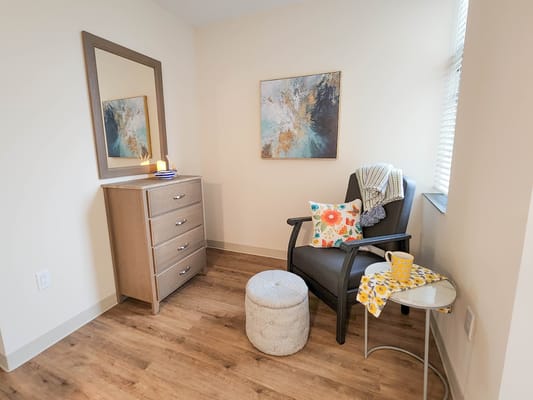 Cozy resident room with comfortable furnishings