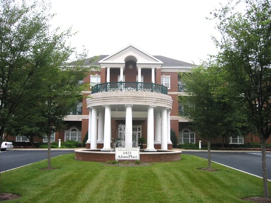 Exterior view of AdamsPlace facility with entrance