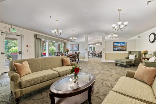 Interior view of a common area in a senior living facility