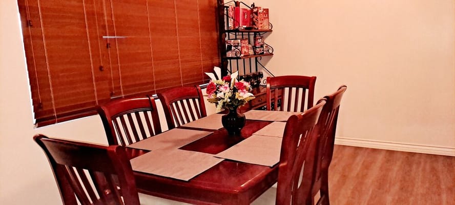 Dining area with a table and chairs
