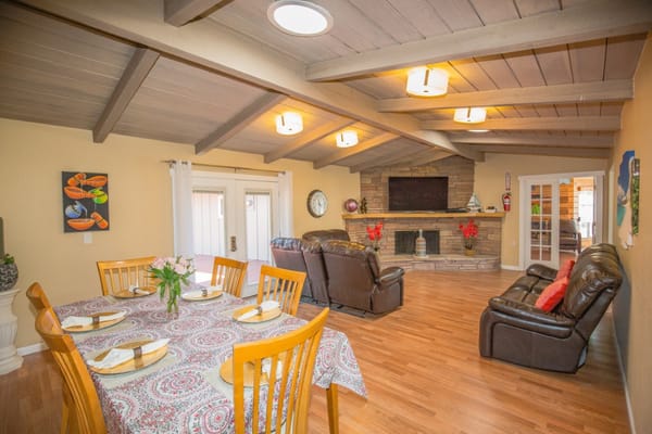 Cozy common area with seating and decor.