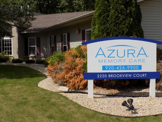 Sign for Azura Memory Care outside the facility