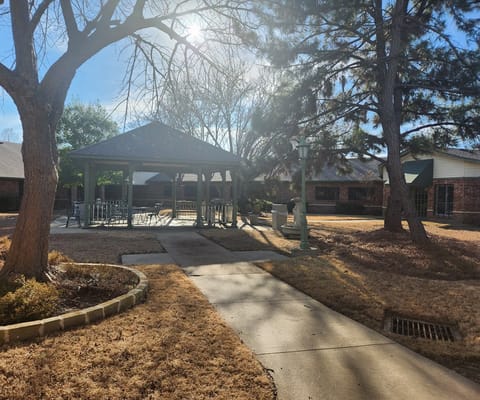 View of an outdoor gazebo in the facility's garden area