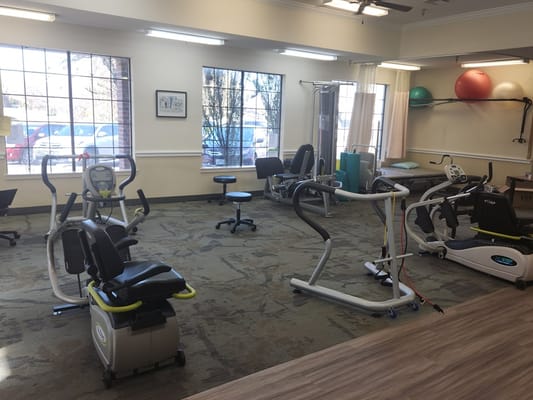 Interior view of a fitness area with equipment