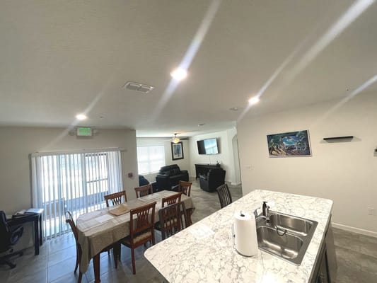 Bright common area in a senior living facility