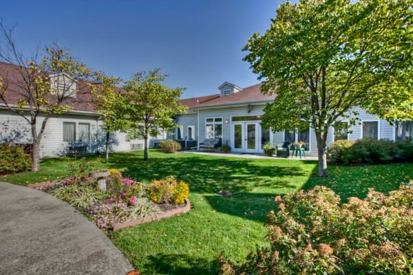 Beautiful outdoor space with gardens and walkways