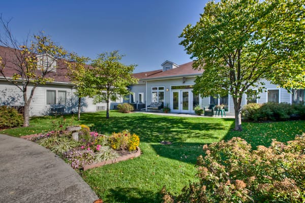 Beautiful outdoor space with gardens and walkways