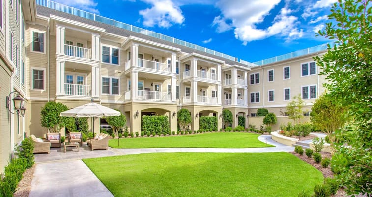 Beautiful outdoor space with seating and greenery