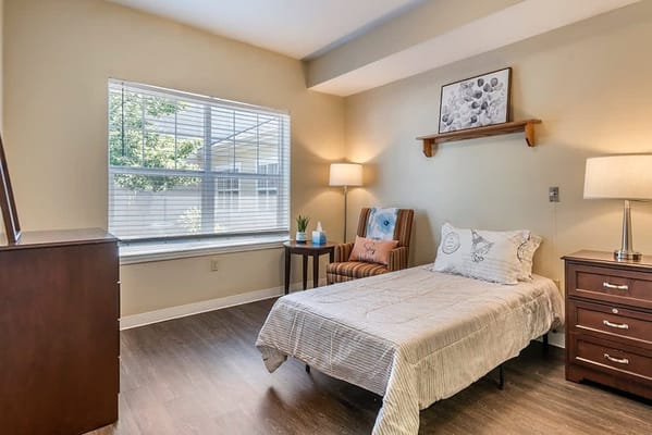Cozy private room with natural light and modern decor