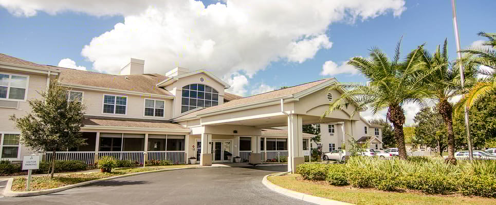 Exterior view of Brookdale Highlands facility entrance