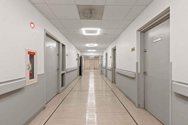 Interior hallway of a nursing home facility