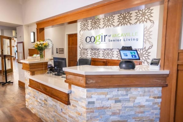 Reception area of Cogir of Vacaville with a welcoming counter